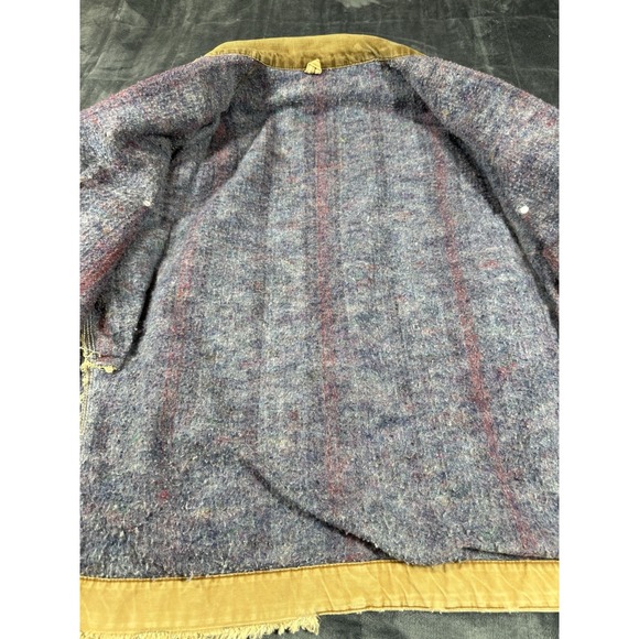 Vintage Carhartt Jacket Mens 52 Beige Barn Chore Coat Thrashed Blanket Lined 70s - Picture 3 of 10